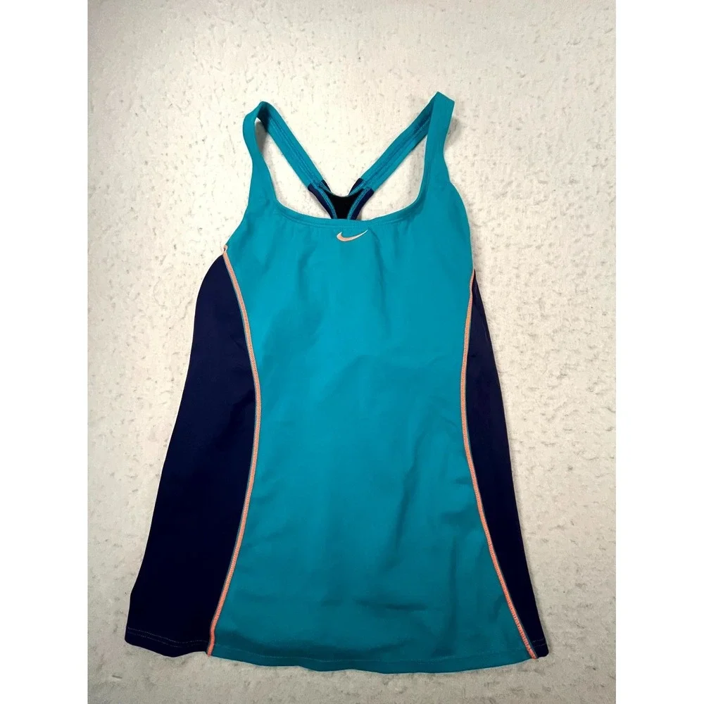 Nike‎ Dri Fit Tank Top Womens XL Teal Purple Racerback Lined Athletic Workout